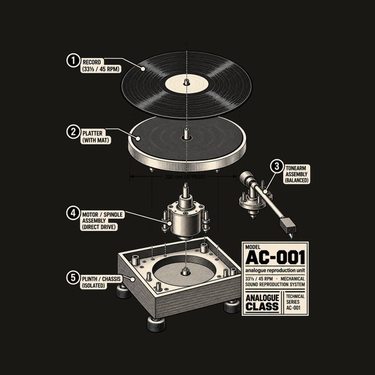TURNTABLE AC-001 Analogue Class AC-001 technical turntable T-shirt design
